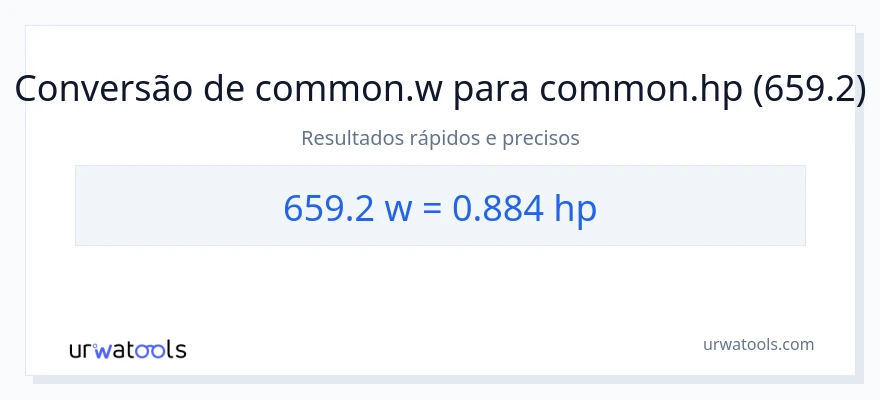 Conversão de 659.2 watts para cavalos de potência