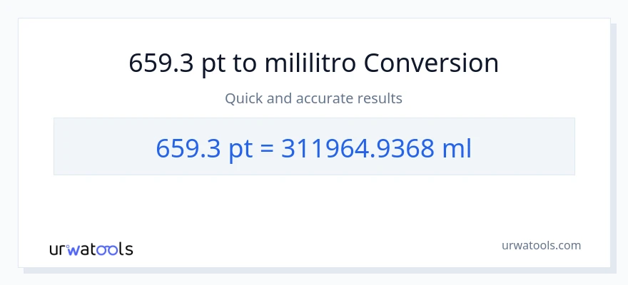659.3 Pints patungong mga mililitro na conversion