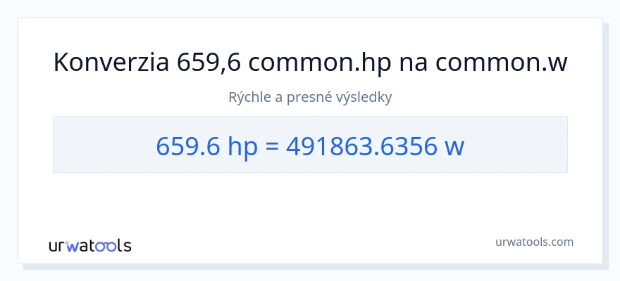 Konverzia z konská sila na watty: 659.6