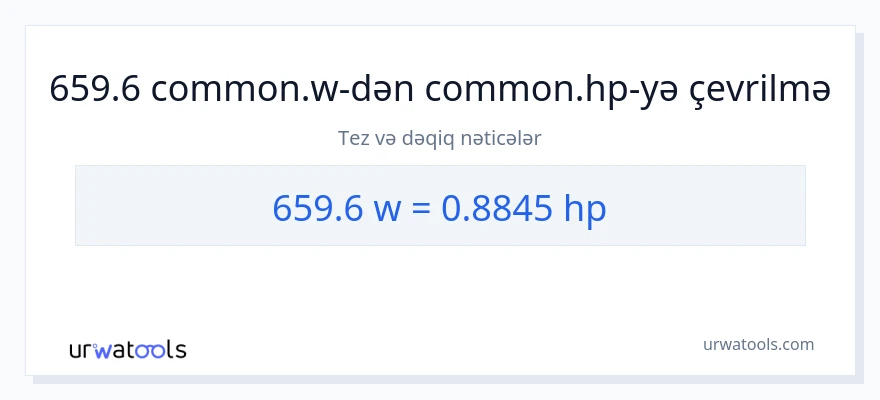 659.6 vatt-dən at gücü-ə çevrilmə