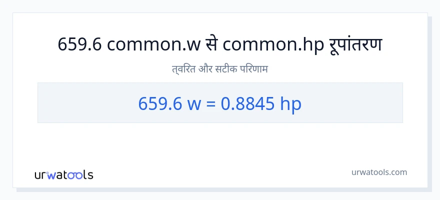659.6 वाट से घोड़े की शक्ति रूपांतरण
