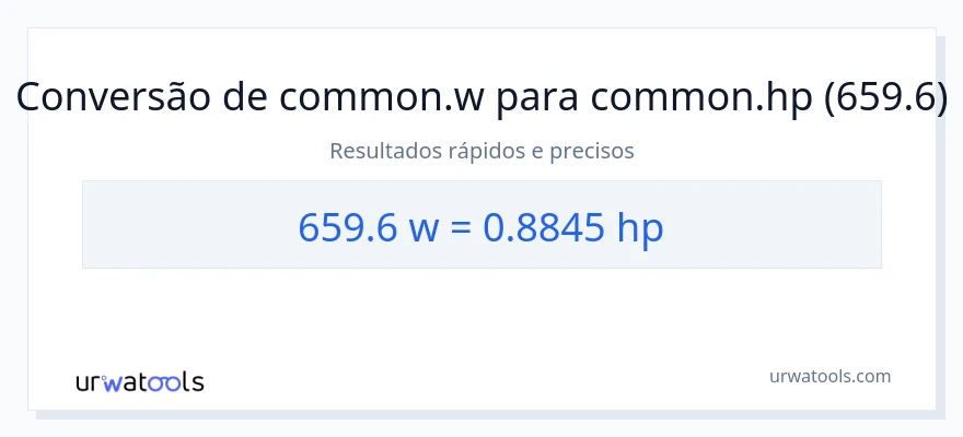 Conversão de 659.6 watts para cavalos de potência
