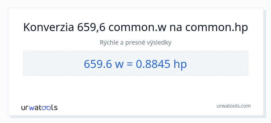 Konverzia z watty na konská sila: 659.6