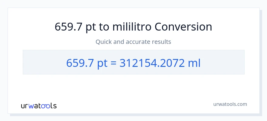 659.7 Pints patungong mga mililitro na conversion