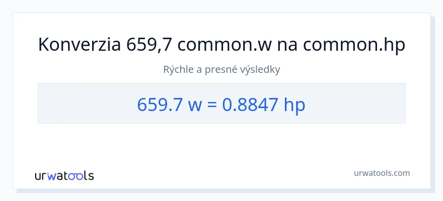 Konverzia z watty na konská sila: 659.7