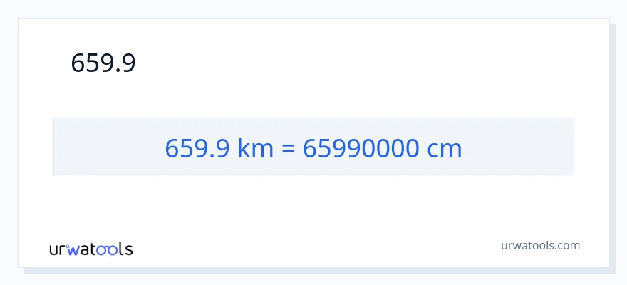 659.9 കിലോമീറ്റർ ൽ നിന്ന് സെന്റീമീറ്ററുകൾ ലേക്ക് പരിവർത്തനം