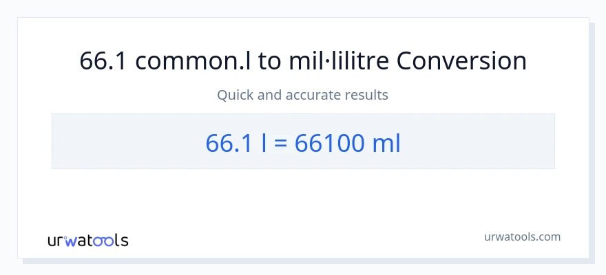 Conversió de 66.1 Liters a mil·lilitres