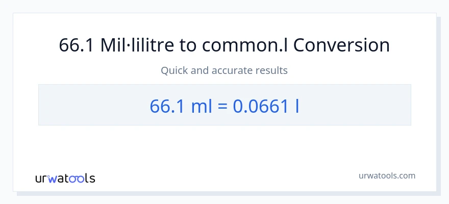 Conversió de 66.1 mil·lilitres a Liters