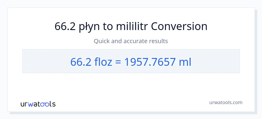 Konwersja 66.2 uncje płynu do mililitry