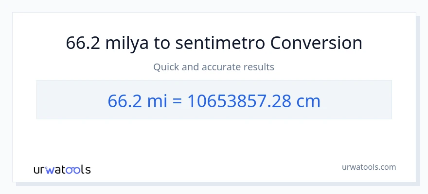 66.2 milya patungong Mga Sentimetro na conversion