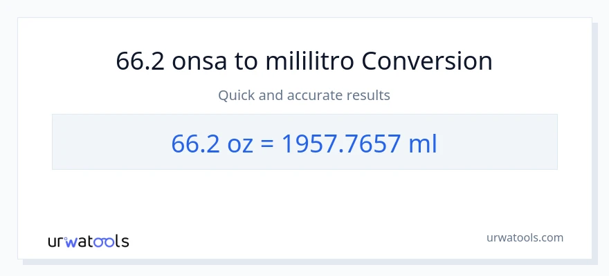 66.2 Mga onsa patungong mga mililitro na conversion