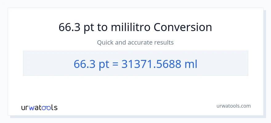 66.3 Pints patungong mga mililitro na conversion