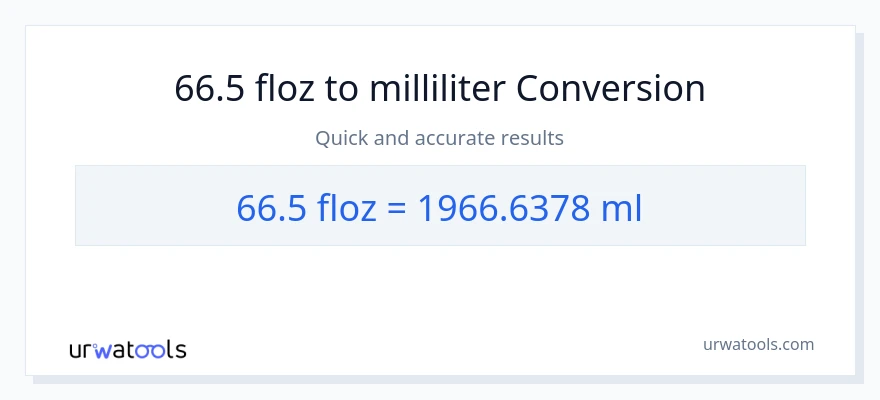 66.5 flydende ounces til milliliter konvertering