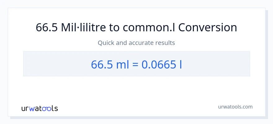 Conversió de 66.5 mil·lilitres a Liters