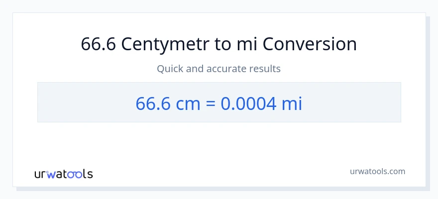 Konwersja 66.6 Centymetry do mile