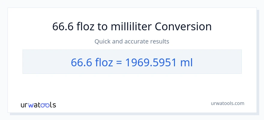 66.6 flydende ounces til milliliter konvertering