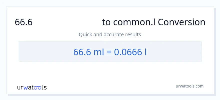66.6 മില്ലിലിറ്റർ ൽ നിന്ന് Liters ലേക്ക് പരിവർത്തനം