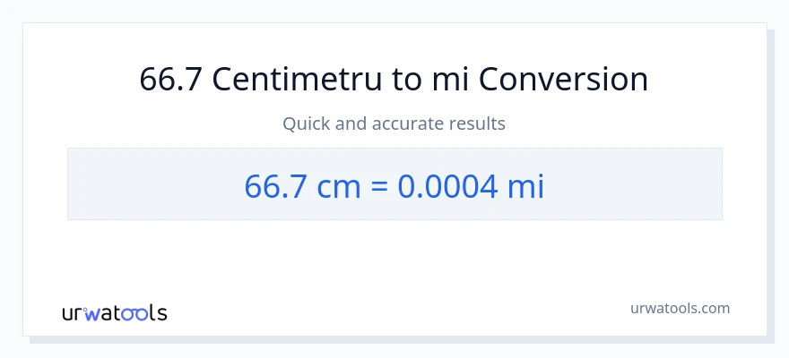 Conversie 66.7 Centimetri la mile