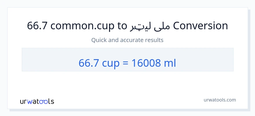 66.7 پيالې ته ملی لیټرونه بدلون
