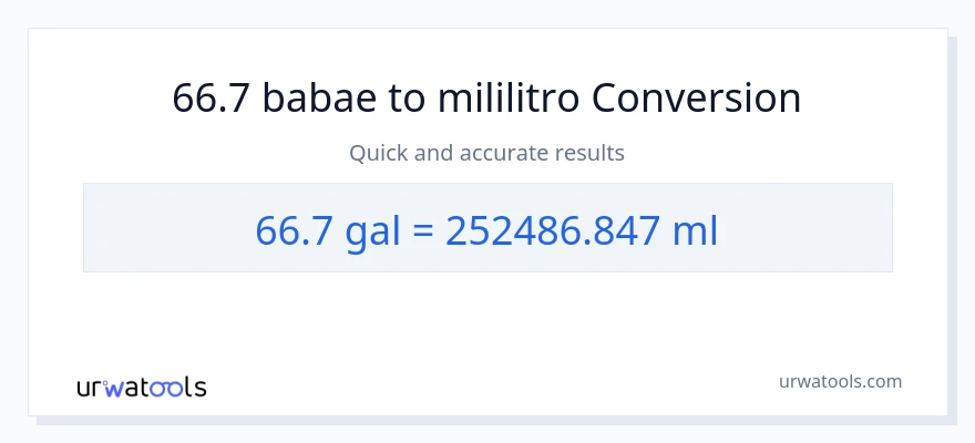 66.7 Mga galon patungong mga mililitro na conversion