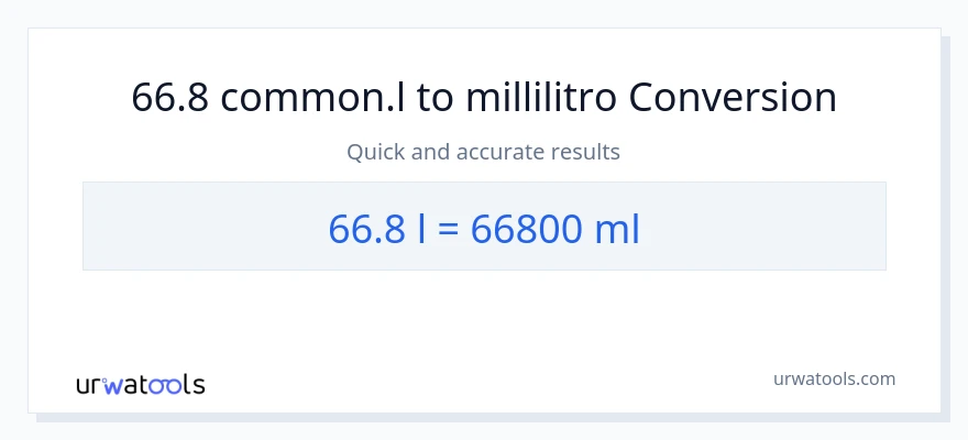 Conversione da 66.8 Liters a millilitri