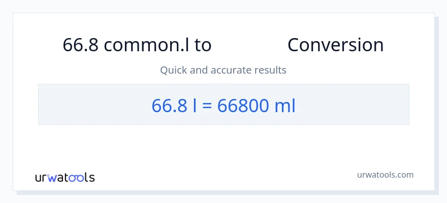 การแปลง 66.8 Liters เป็น มิลลิลิตร