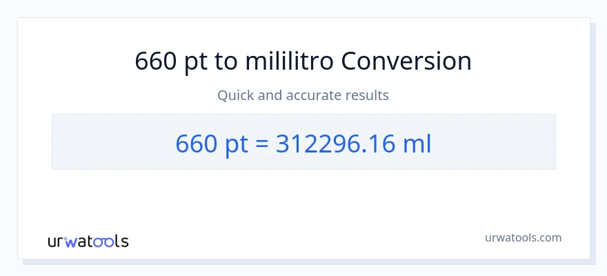 660 Pints patungong mga mililitro na conversion