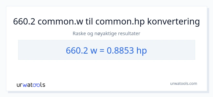660.2 watt til hestekrefter konvertering