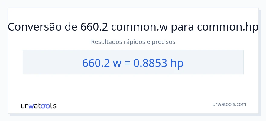 Conversão de 660.2 watts para cavalos de potência