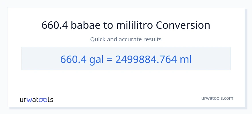 660.4 Mga galon patungong mga mililitro na conversion