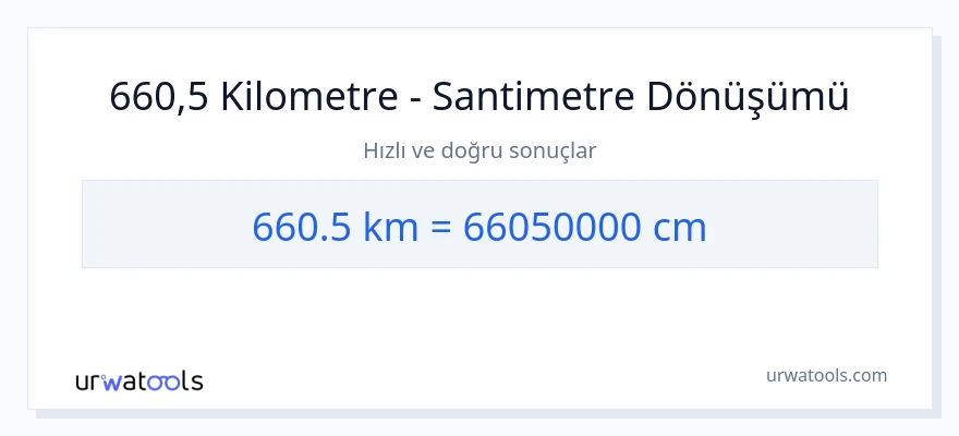 660.5 kilometre'den Santimetre'e dönüşüm
