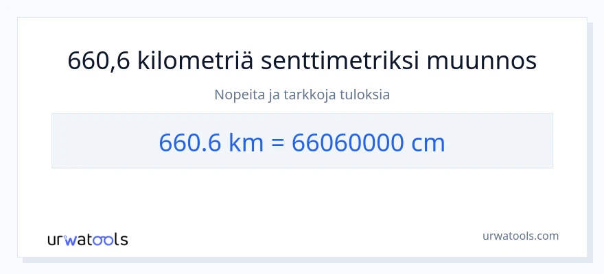 660.6 kilometrejä - Senttimetrit muunnos