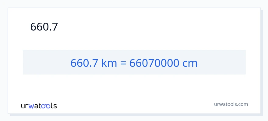 660.7 കിലോമീറ്റർ ൽ നിന്ന് സെന്റീമീറ്ററുകൾ ലേക്ക് പരിവർത്തനം