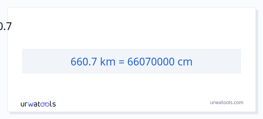 660.7 கிலோமீட்டர்கள் இலிருந்து சென்டிமீட்டர்கள் வரை மாற்றம்