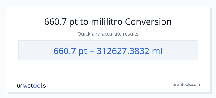 660.7 Pints patungong mga mililitro na conversion