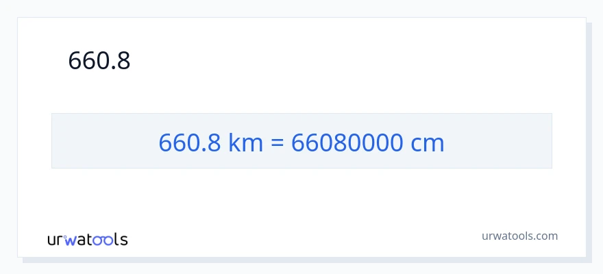 660.8 കിലോമീറ്റർ ൽ നിന്ന് സെന്റീമീറ്ററുകൾ ലേക്ക് പരിവർത്തനം