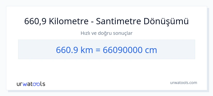 660.9 kilometre'den Santimetre'e dönüşüm