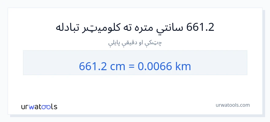 661.2 سانتي متره ته کیلومتره بدلون