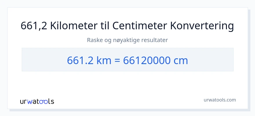 661.2 kilometer til Centimeter konvertering