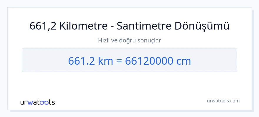 661.2 kilometre'den Santimetre'e dönüşüm