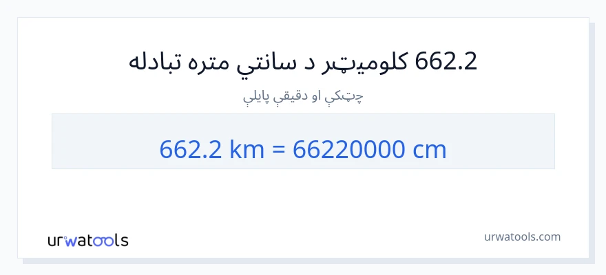 662.2 کیلومتره ته سانتي متره بدلون