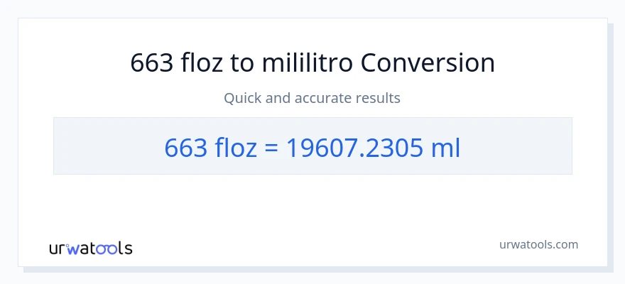 663 mga onsa ng likido patungong mga mililitro na conversion