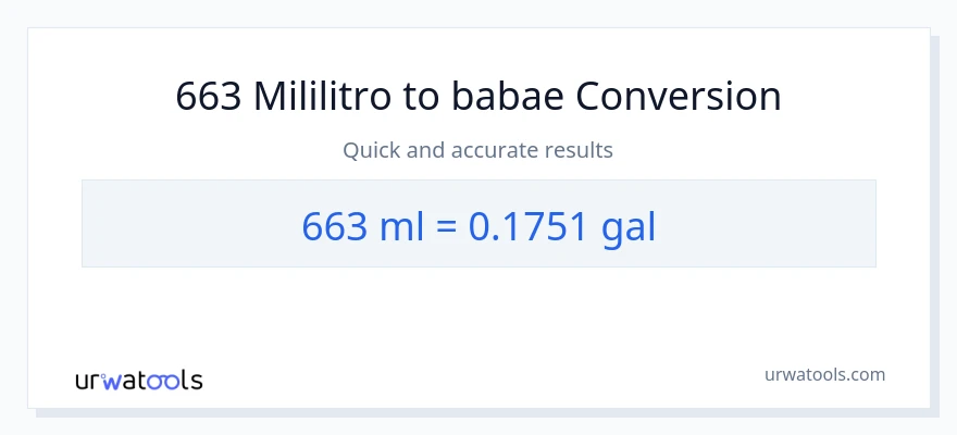 663 mga mililitro patungong Mga galon na conversion