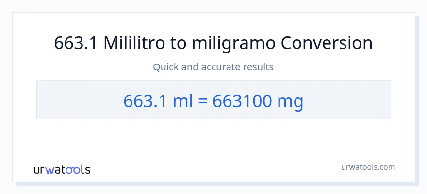 663.1 mga mililitro patungong miligramo na conversion