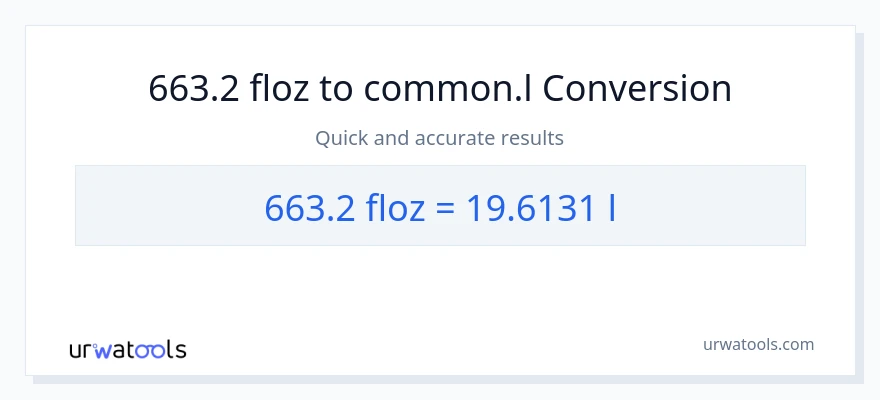 663.2 mga onsa ng likido patungong Liters na conversion