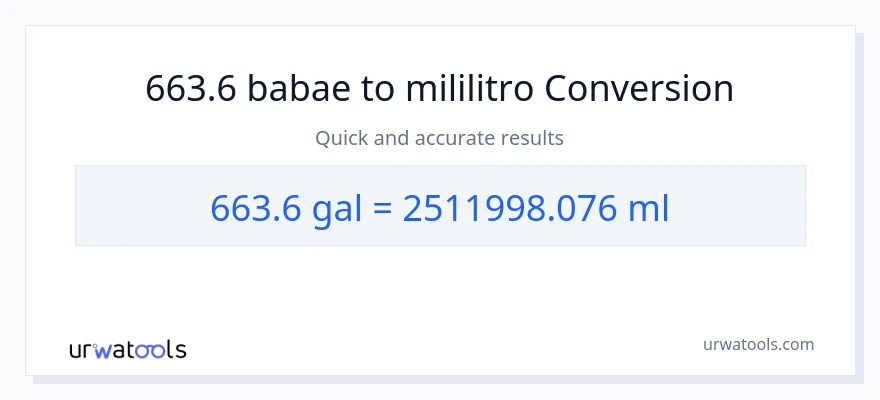 663.6 Mga galon patungong mga mililitro na conversion