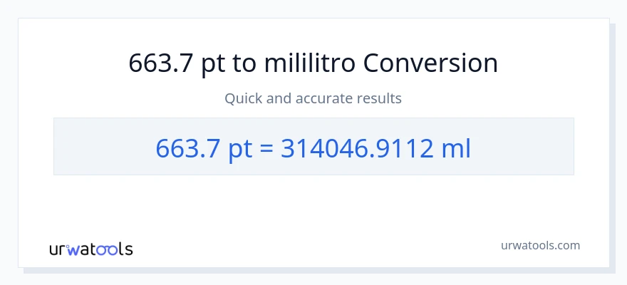 663.7 Pints patungong mga mililitro na conversion