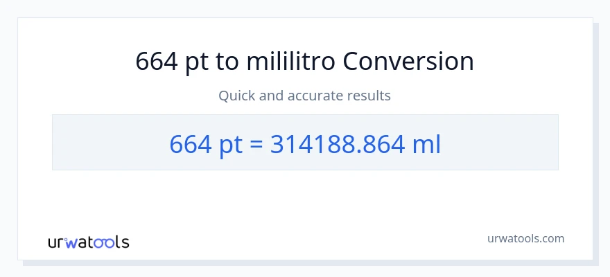 664 Pints patungong mga mililitro na conversion