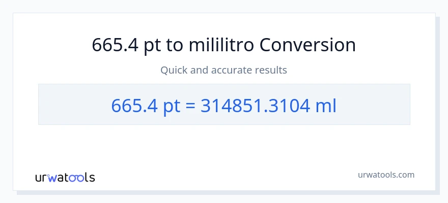 665.4 Pints patungong mga mililitro na conversion