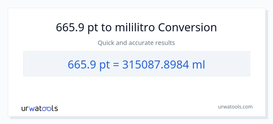 665.9 Pints patungong mga mililitro na conversion